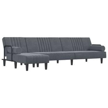 vidaXL Schlafsofa in L-Form Dunkelgrau 260x140x70 cm Samt