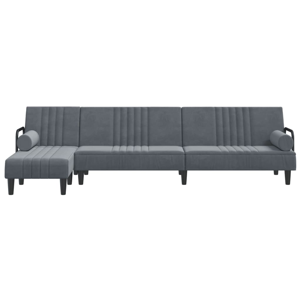 vidaXL Schlafsofa in L-Form Dunkelgrau 260x140x70 cm Samt