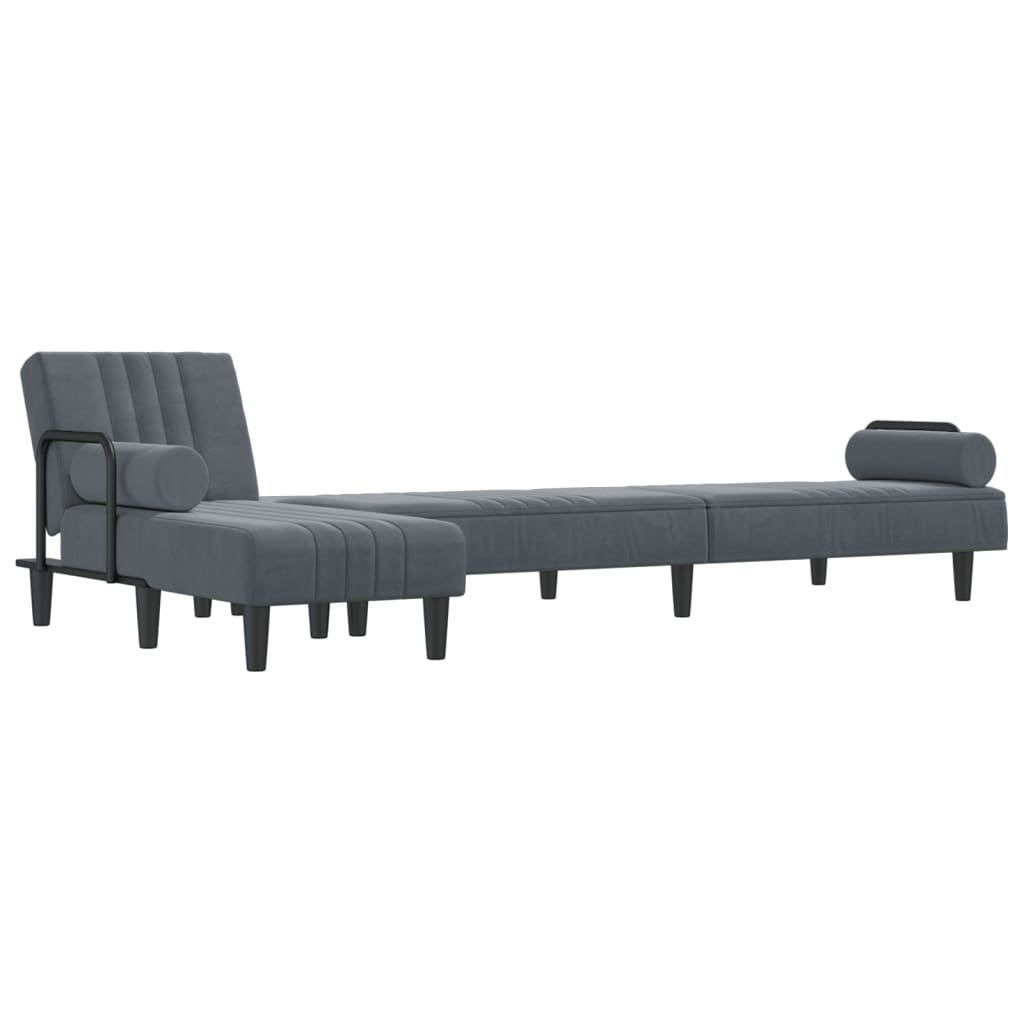 vidaXL Schlafsofa in L-Form Dunkelgrau 260x140x70 cm Samt