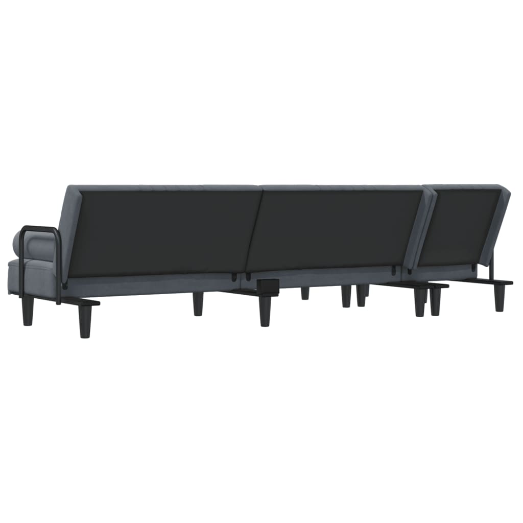 vidaXL Schlafsofa in L-Form Dunkelgrau 260x140x70 cm Samt