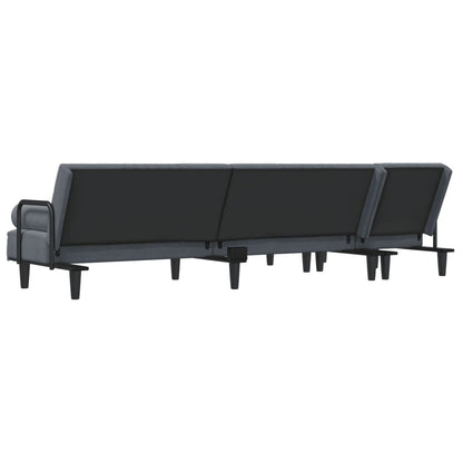 vidaXL Schlafsofa in L-Form Dunkelgrau 260x140x70 cm Samt