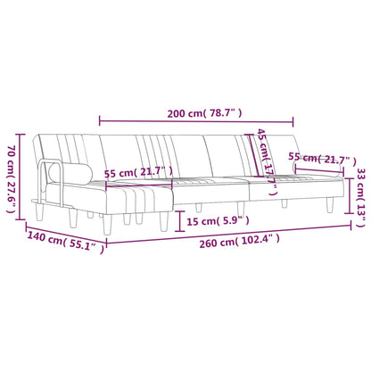 vidaXL Schlafsofa in L-Form Dunkelgrau 260x140x70 cm Samt