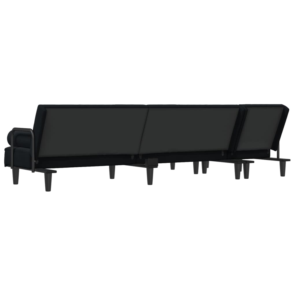 vidaXL Schlafsofa in L-Form Schwarz 260x140x70 cm Samt