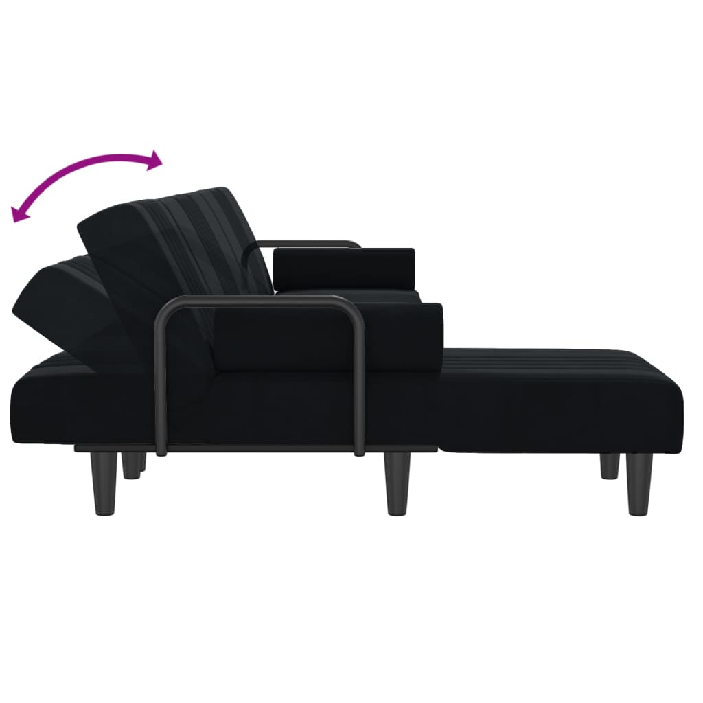 vidaXL Schlafsofa in L-Form Schwarz 260x140x70 cm Samt