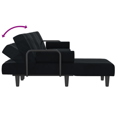 vidaXL Schlafsofa in L-Form Schwarz 260x140x70 cm Samt