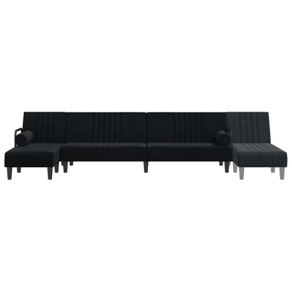 vidaXL Schlafsofa in L-Form Schwarz 260x140x70 cm Samt
