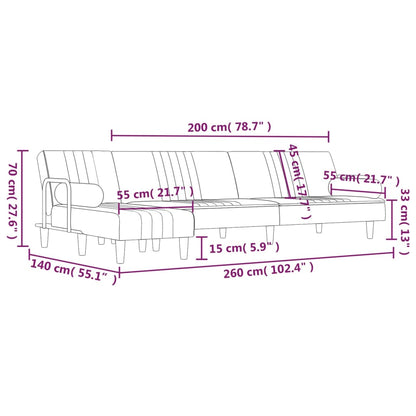 vidaXL Schlafsofa in L-Form Schwarz 260x140x70 cm Samt