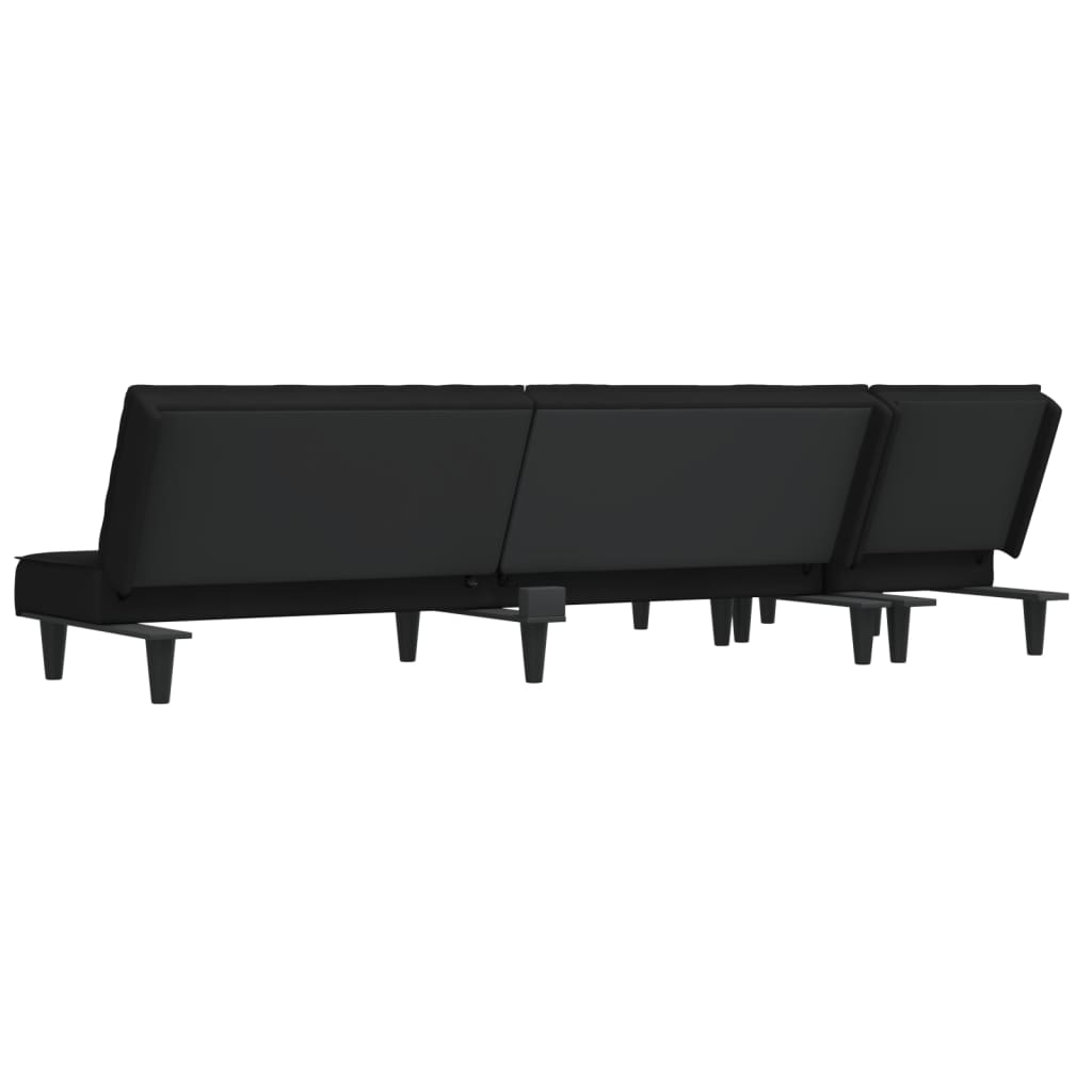 vidaXL Schlafsofa in L-Form Schwarz 255x140x70 cm Samt