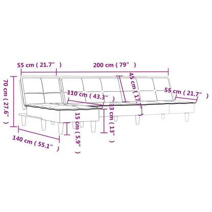 vidaXL Schlafsofa in L-Form Dunkelgrau 255x140x70 cm Stoff