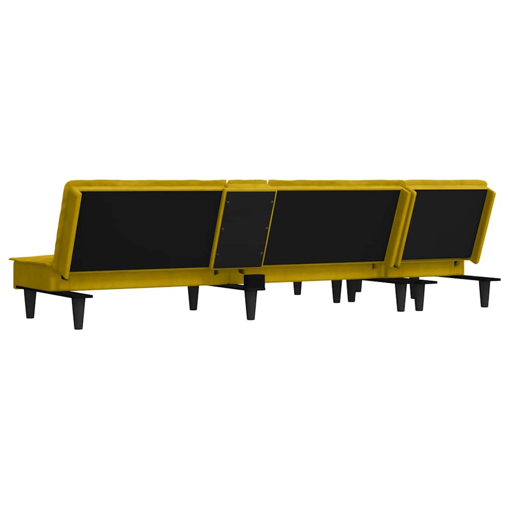 vidaXL Schlafsofa in L-Form Gelb 255x140x70 cm Samt
