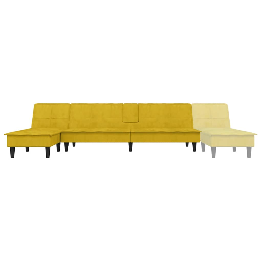 vidaXL Schlafsofa in L-Form Gelb 255x140x70 cm Samt