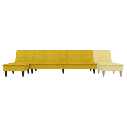 vidaXL Schlafsofa in L-Form Gelb 255x140x70 cm Samt