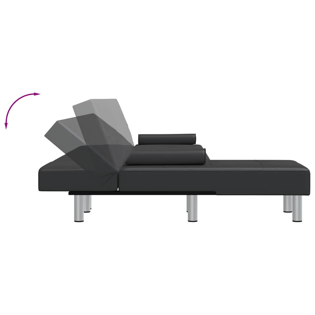 vidaXL Schlafsofa in L-Form Schwarz 255x140x70 cm Kunstleder