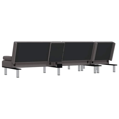 vidaXL Schlafsofa in L-Form Grau 255x140x70 cm Kunstleder