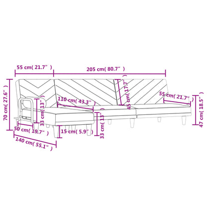 vidaXL Schlafsofa in L-Form Dunkelgrau 260x140x70 cm Stoff
