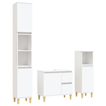 vidaXL Ensemble de meubles de salle de bain 3 pcs Blanc Matériau à base de bois