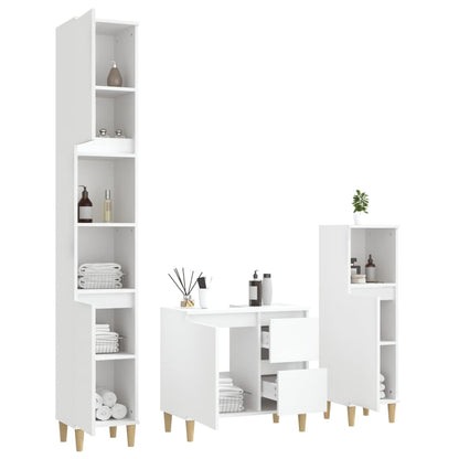 vidaXL Ensemble de meubles de salle de bain 3 pcs Blanc Matériau à base de bois