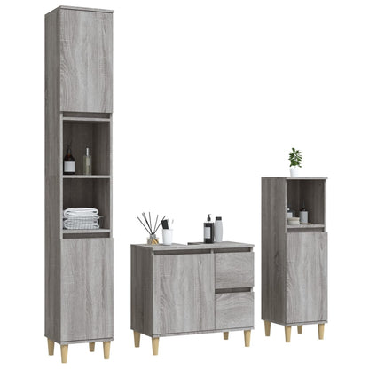 vidaXL Ensemble de meubles de salle de bain 3 pcs Gris Aggloméré Sonoma