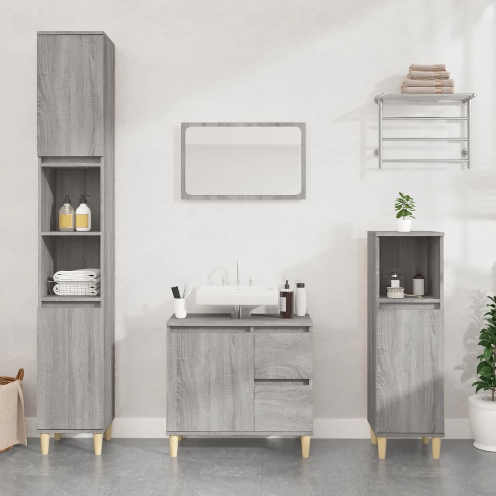 vidaXL Ensemble de meubles de salle de bain 3 pcs Gris Aggloméré Sonoma