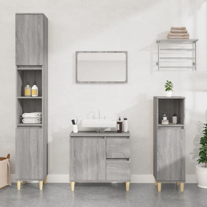 vidaXL Ensemble de meubles de salle de bain 3 pcs Gris Aggloméré Sonoma