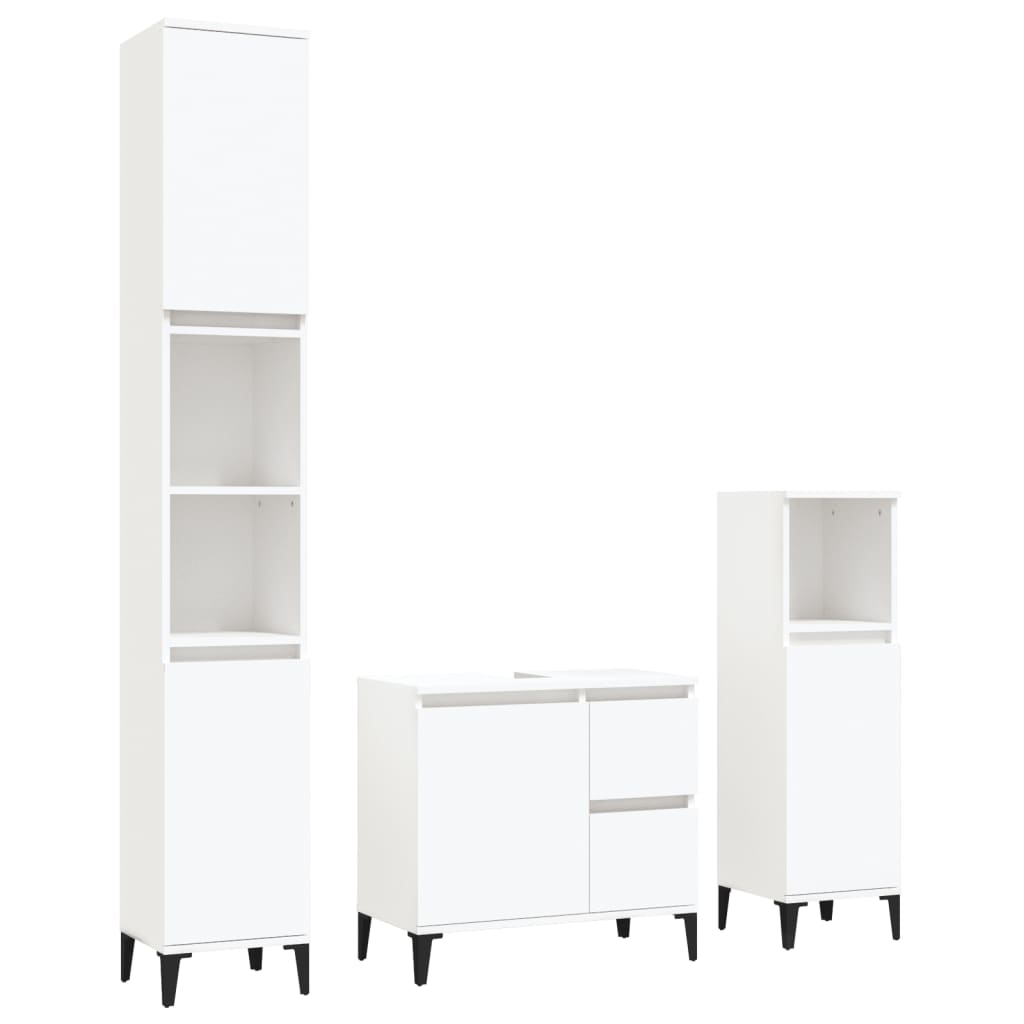 vidaXL Ensemble de meubles de salle de bain 3 pcs Blanc Matériau à base de bois