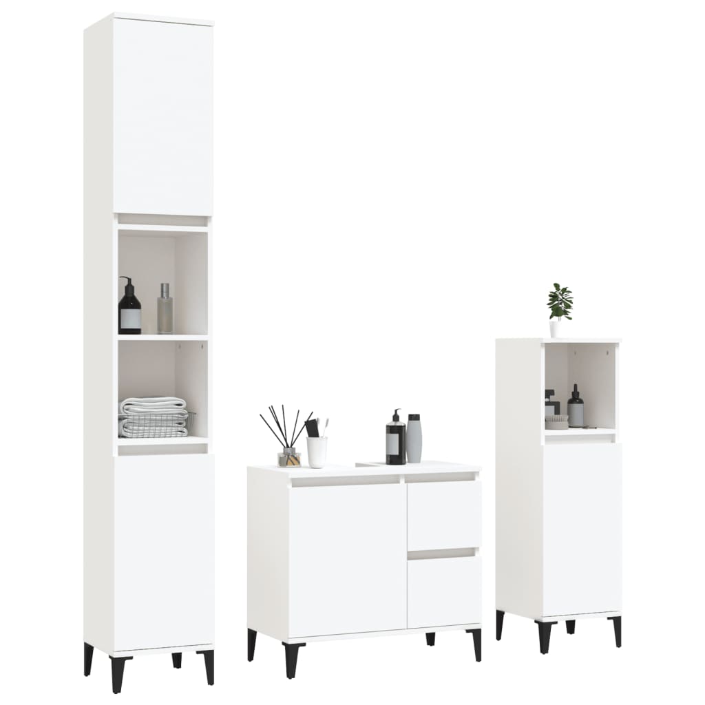 vidaXL Ensemble de meubles de salle de bain 3 pcs Blanc Matériau à base de bois