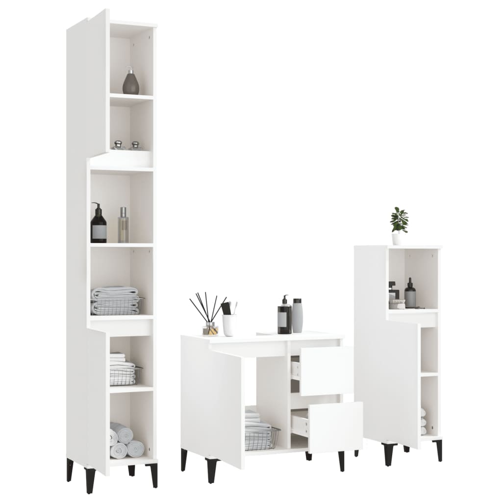 vidaXL Ensemble de meubles de salle de bain 3 pcs Blanc Matériau à base de bois