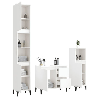 vidaXL Ensemble de meubles de salle de bain 3 pcs Blanc Matériau à base de bois
