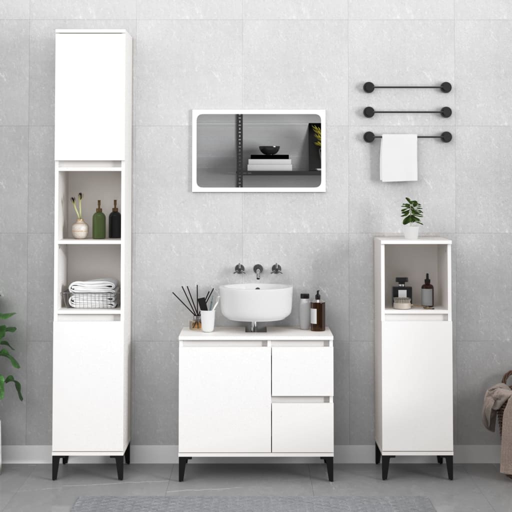 vidaXL Ensemble de meubles de salle de bain 3 pcs Blanc Matériau à base de bois