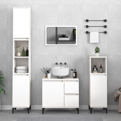 vidaXL Ensemble de meubles de salle de bain 3 pcs Blanc Matériau à base de bois