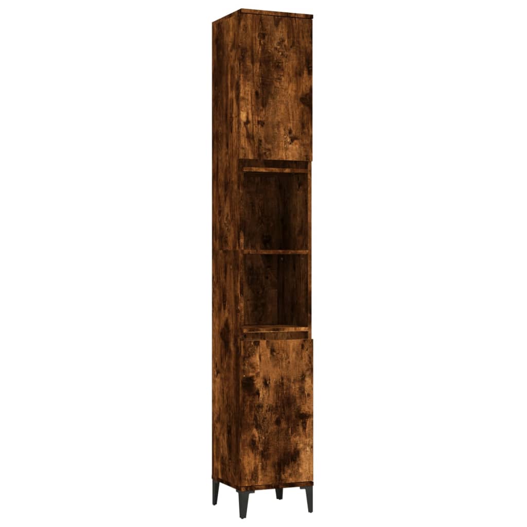 vidaXL 3-tlg. Badmöbel-Set Räuchereiche Holzwerkstoff