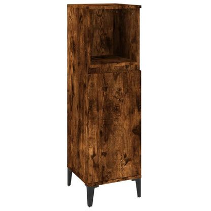 vidaXL 3-tlg. Badmöbel-Set Räuchereiche Holzwerkstoff