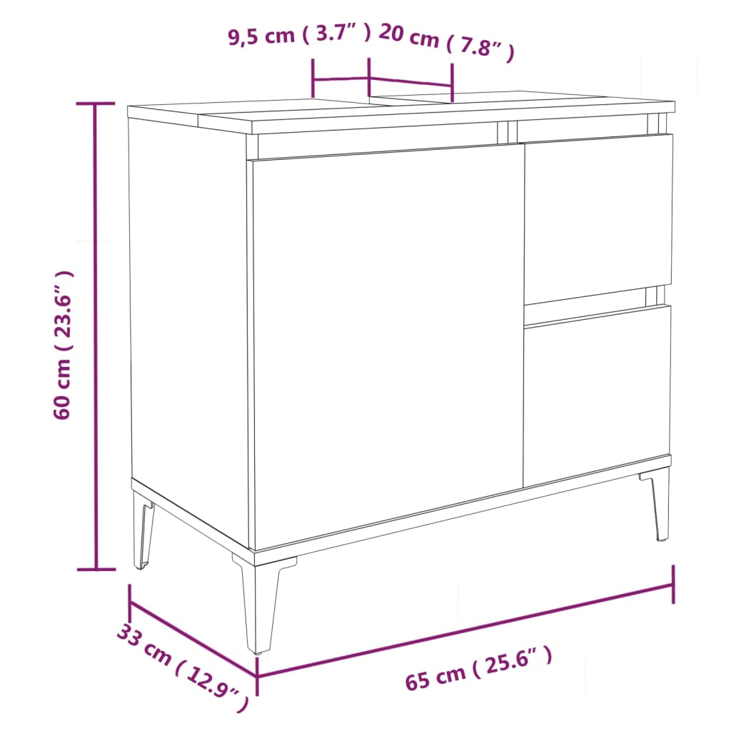 vidaXL 3-tlg. Badmöbel-Set Räuchereiche Holzwerkstoff