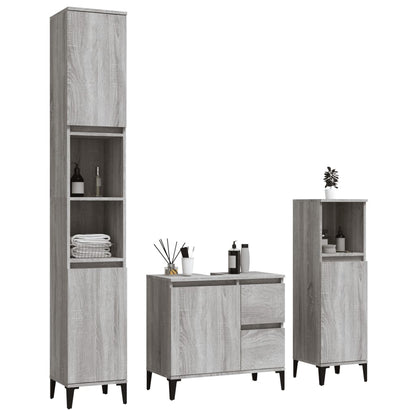 vidaXL Ensemble de meubles de salle de bain 3 pcs Gris Aggloméré Sonoma