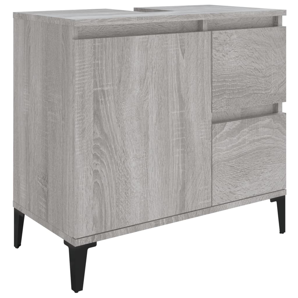 vidaXL Ensemble de meubles de salle de bain 3 pcs Gris Aggloméré Sonoma