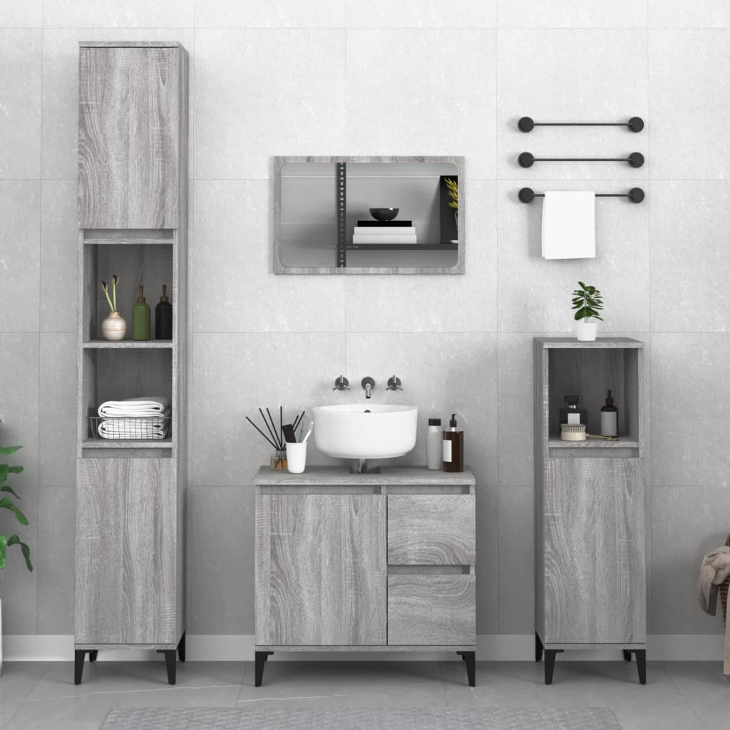 vidaXL Ensemble de meubles de salle de bain 3 pcs Gris Aggloméré Sonoma