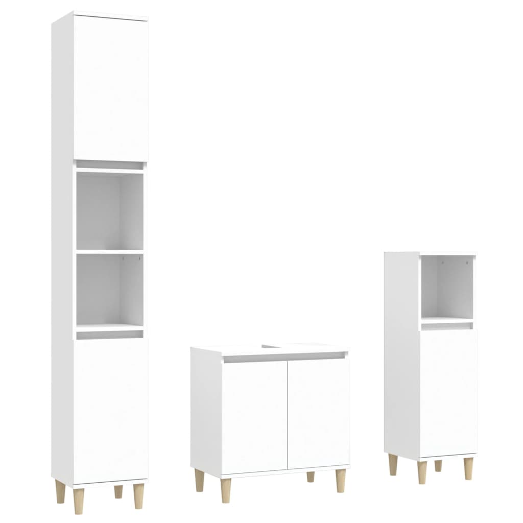 vidaXL Ensemble de meubles de salle de bain 3 pcs Blanc Matériau à base de bois