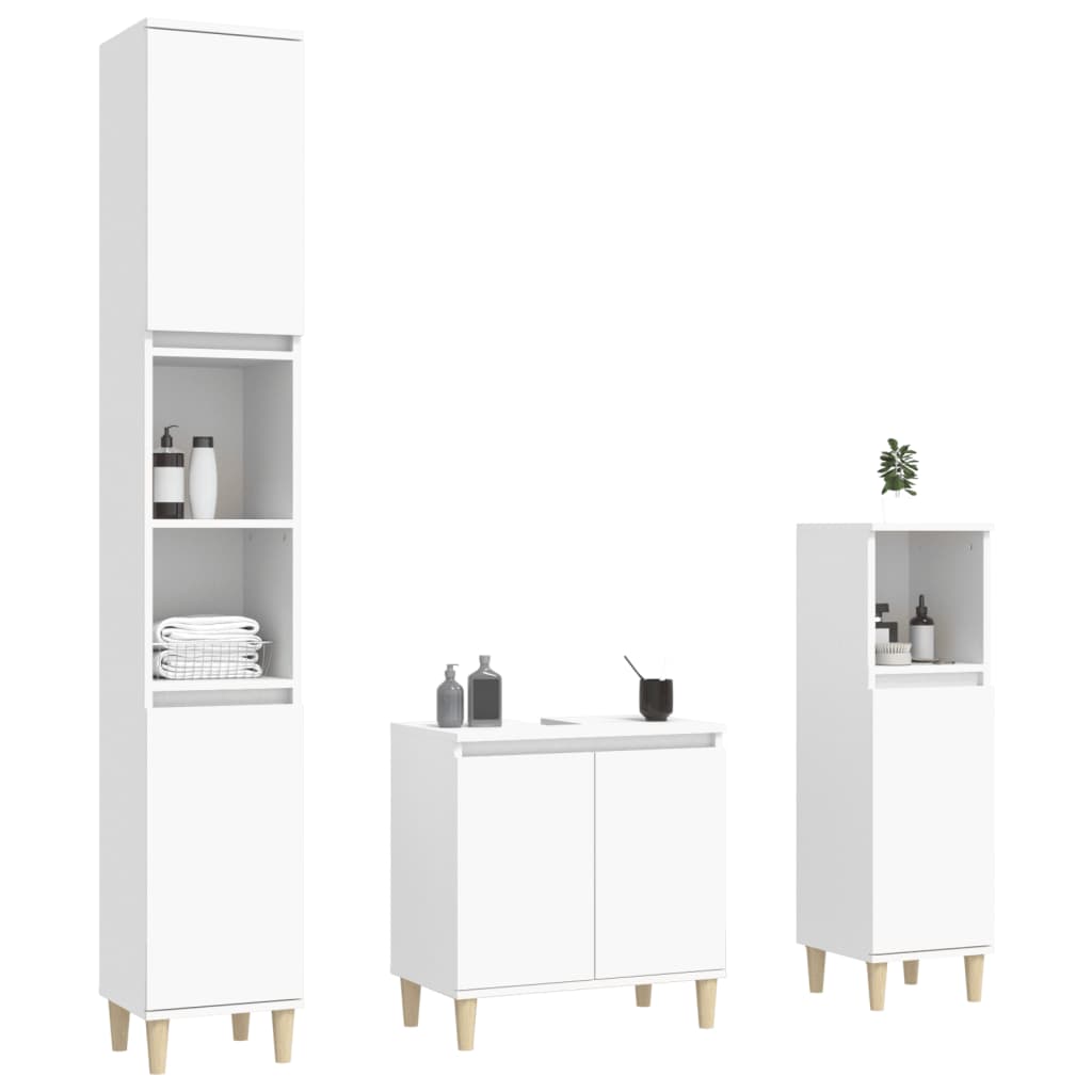 vidaXL Ensemble de meubles de salle de bain 3 pcs Blanc Matériau à base de bois