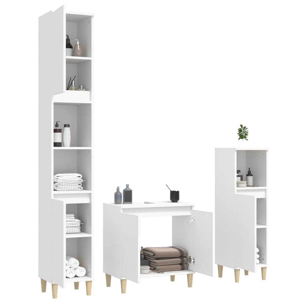 vidaXL Ensemble de meubles de salle de bain 3 pcs Blanc Matériau à base de bois