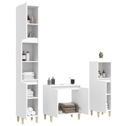 vidaXL Ensemble de meubles de salle de bain 3 pcs Blanc Matériau à base de bois
