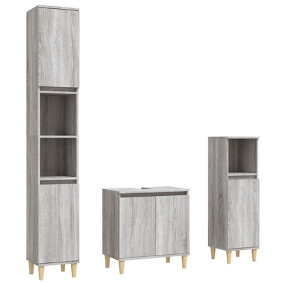 vidaXL Ensemble de meubles de salle de bain 3 pcs Gris Aggloméré Sonoma