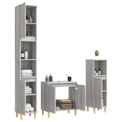 vidaXL Ensemble de meubles de salle de bain 3 pcs Gris Aggloméré Sonoma
