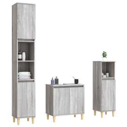 vidaXL Ensemble de meubles de salle de bain 3 pcs Gris Aggloméré Sonoma