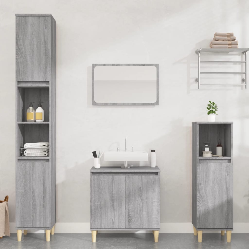 vidaXL Ensemble de meubles de salle de bain 3 pcs Gris Aggloméré Sonoma