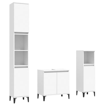 vidaXL Ensemble de meubles de salle de bain 3 pcs Blanc Matériau à base de bois