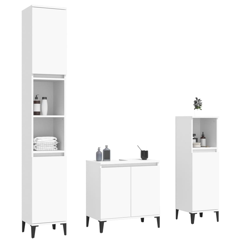 vidaXL Ensemble de meubles de salle de bain 3 pcs Blanc Matériau à base de bois