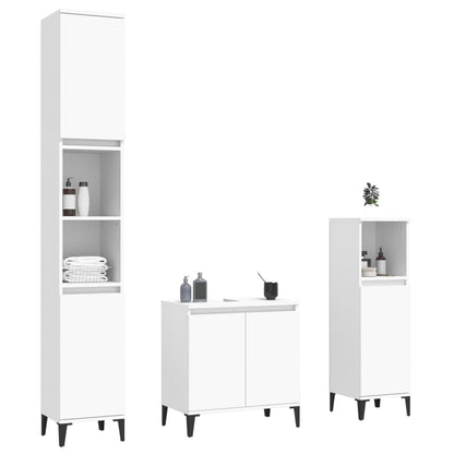 vidaXL Ensemble de meubles de salle de bain 3 pcs Blanc Matériau à base de bois