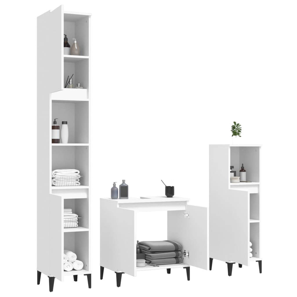 vidaXL Ensemble de meubles de salle de bain 3 pcs Blanc Matériau à base de bois