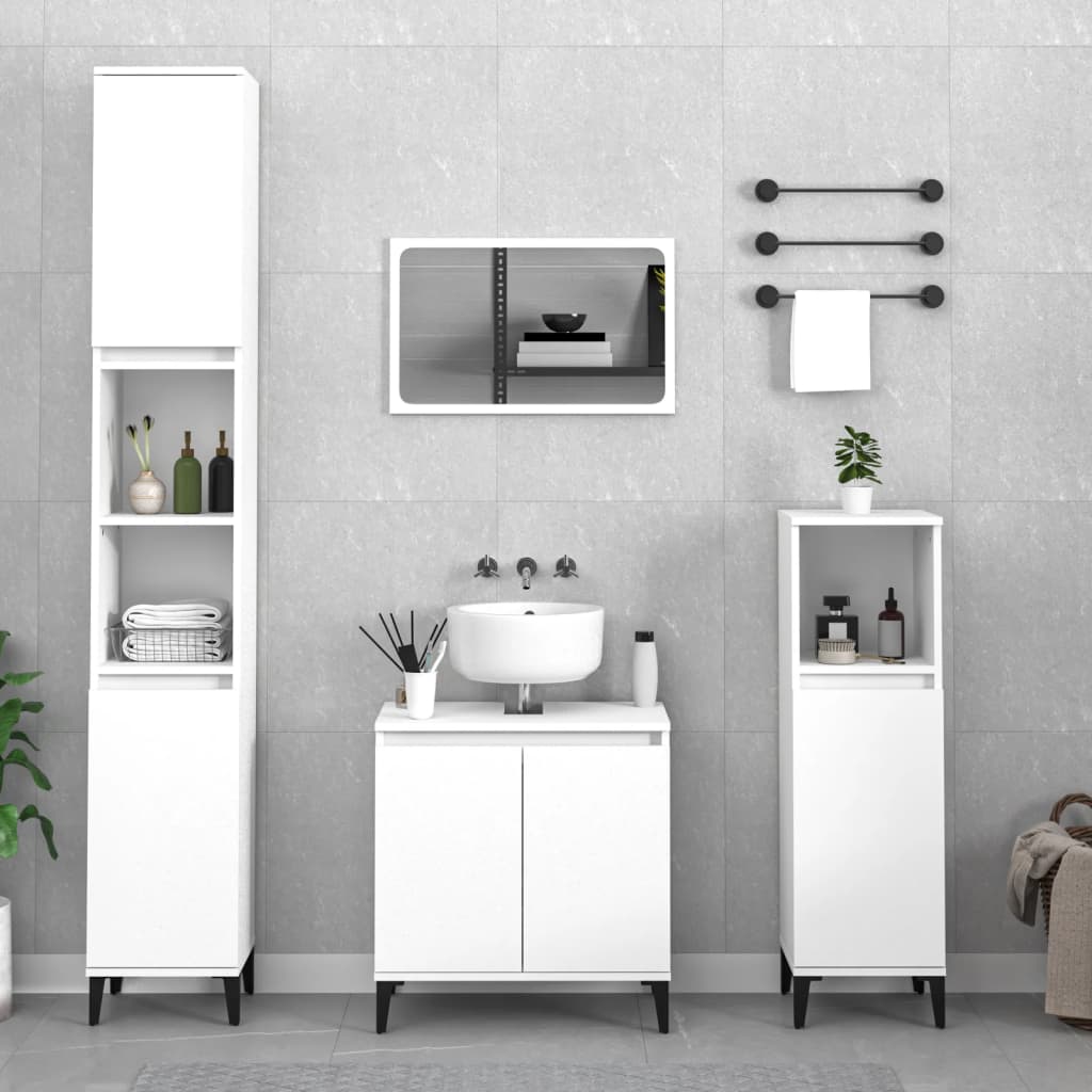vidaXL Ensemble de meubles de salle de bain 3 pcs Blanc Matériau à base de bois