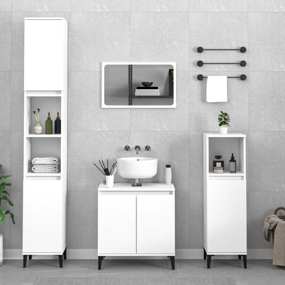 vidaXL Ensemble de meubles de salle de bain 3 pcs Blanc Matériau à base de bois